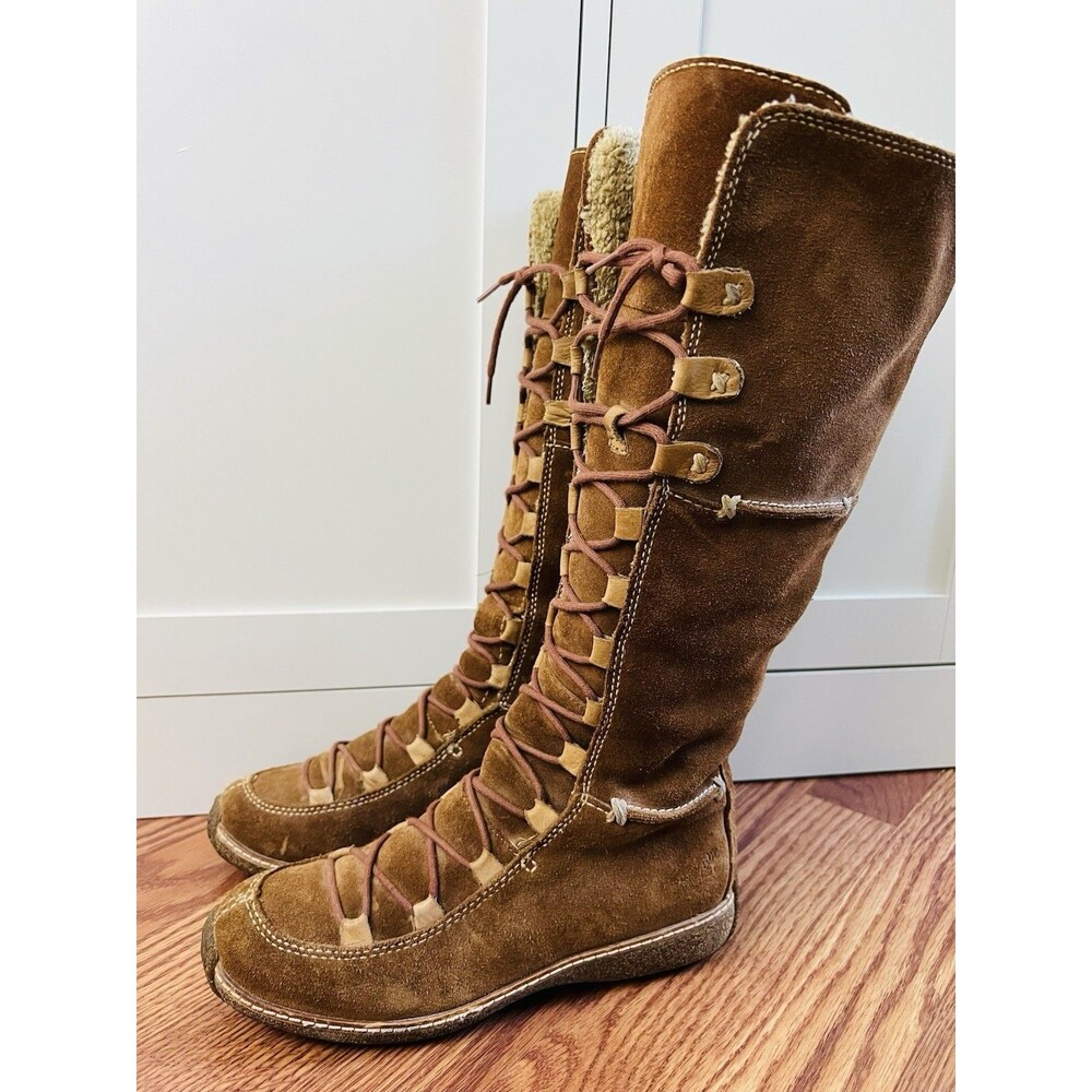 Timberland Moorland Brown Suede Leather Fur Lined Waterproof Knee High Boots 7.5